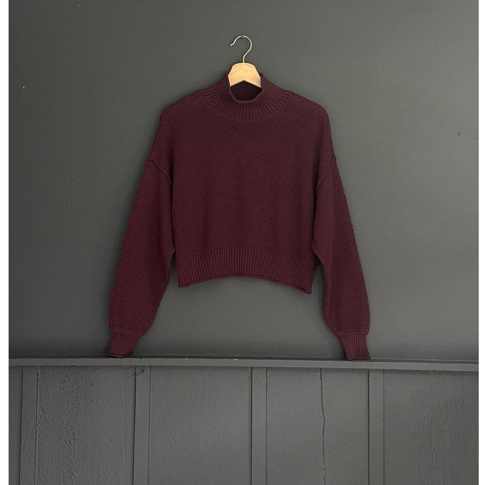 Free People Beach Hailee Knit Semi Cropped Sweater In Vintage Wine Size XS - Picture 4 of 11